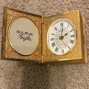 Bulova Book-Shaped
Travel Alarm Clock with Photo Frame